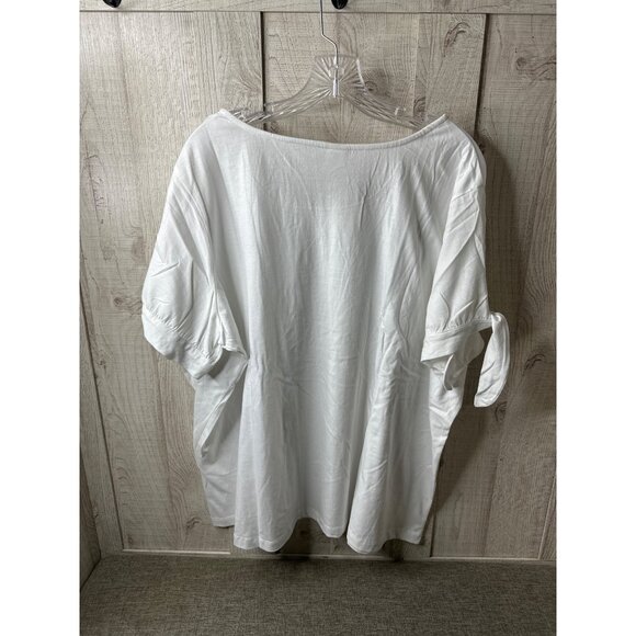 Adrian Delafield Womens Plus Size 3X White Tunic Top Loose Fit Cotton Blend - Picture 2 of 8